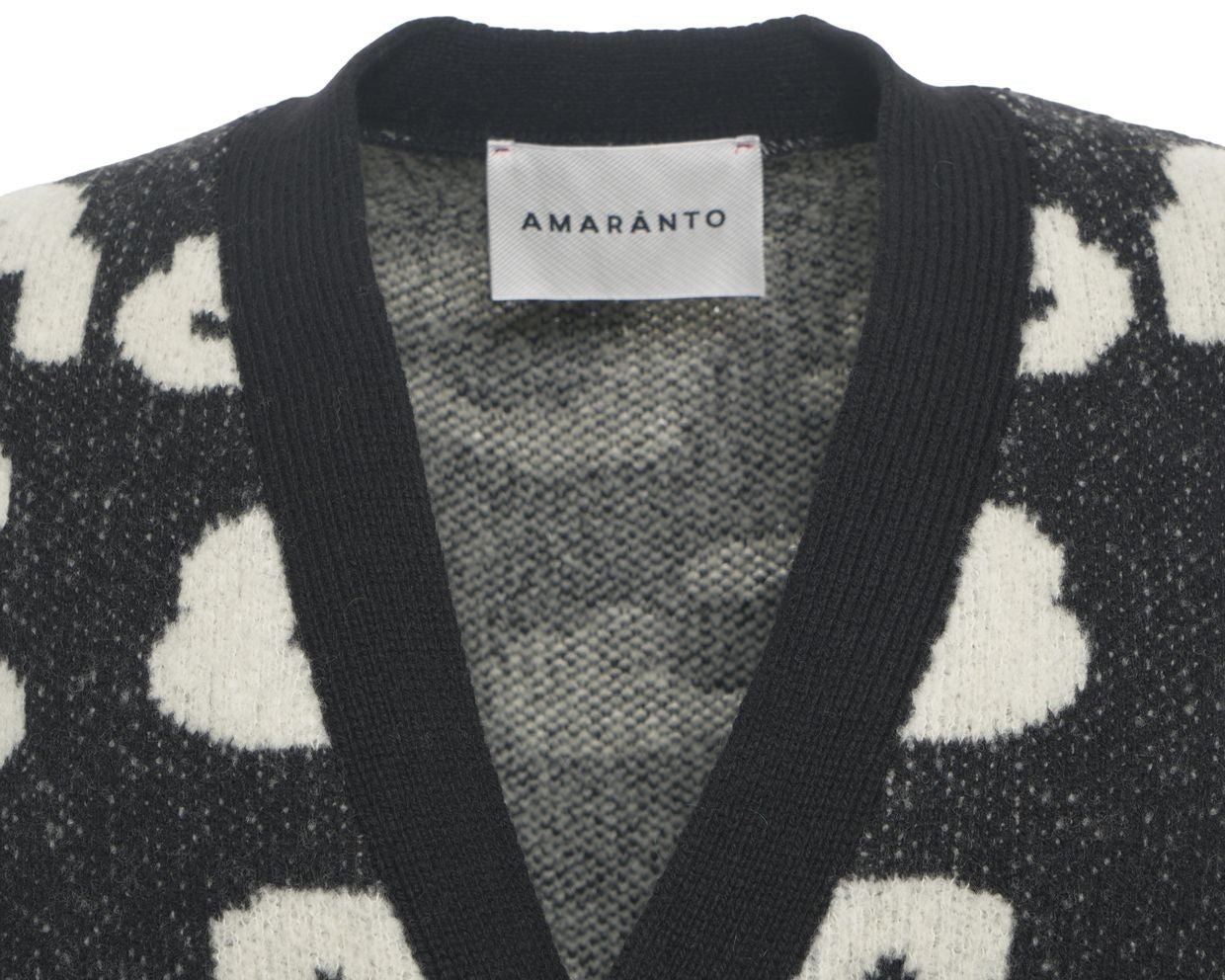 Amaranto Cardigan with animal print Zwart