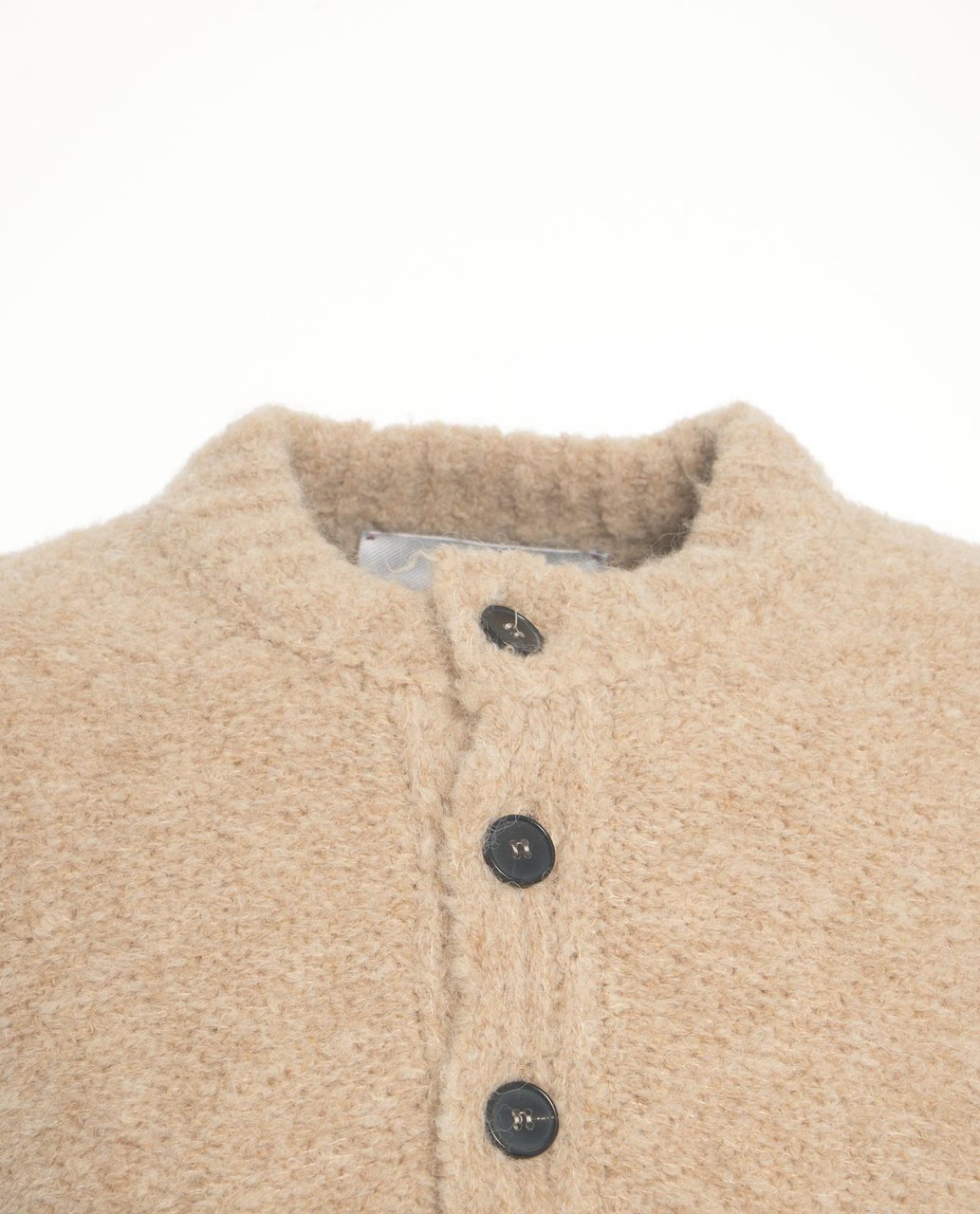 Amaranto Knit sweater with stand collar Beige