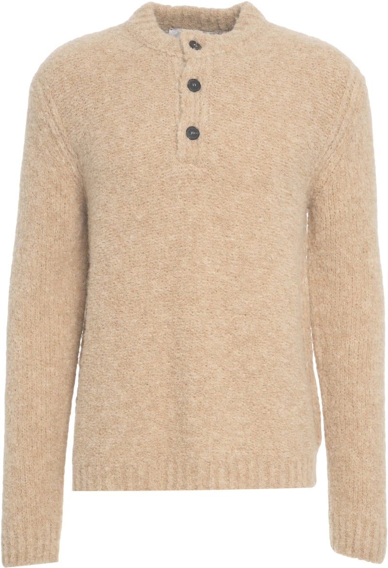 Amaranto Knit sweater with stand collar Beige