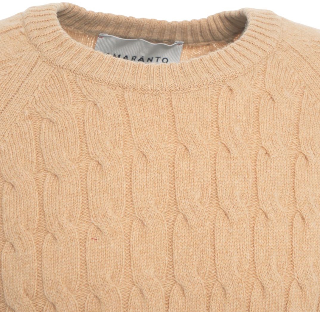 Amaranto Knitted sweater with cable knit pattern Beige