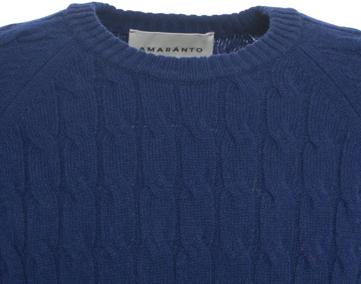 Amaranto Knitted sweater with cable knit pattern Blauw