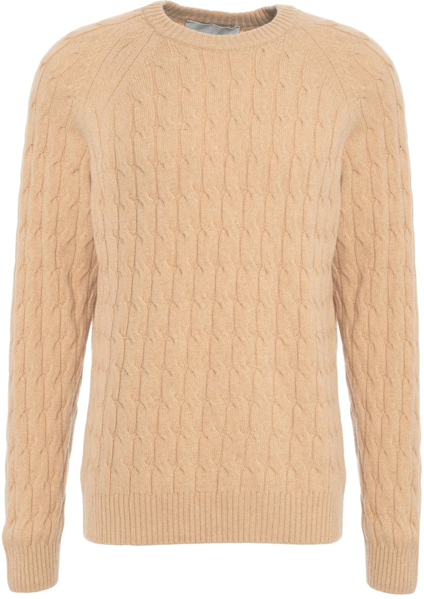 Amaranto Knitted sweater with cable knit pattern Beige