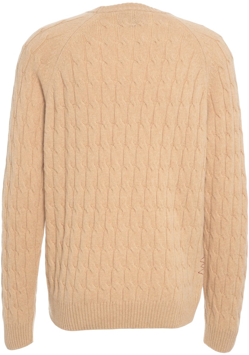 Amaranto Knitted sweater with cable knit pattern Beige