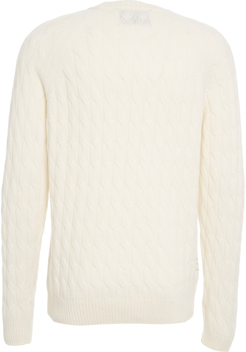Amaranto Knitted sweater with cable knit pattern Wit