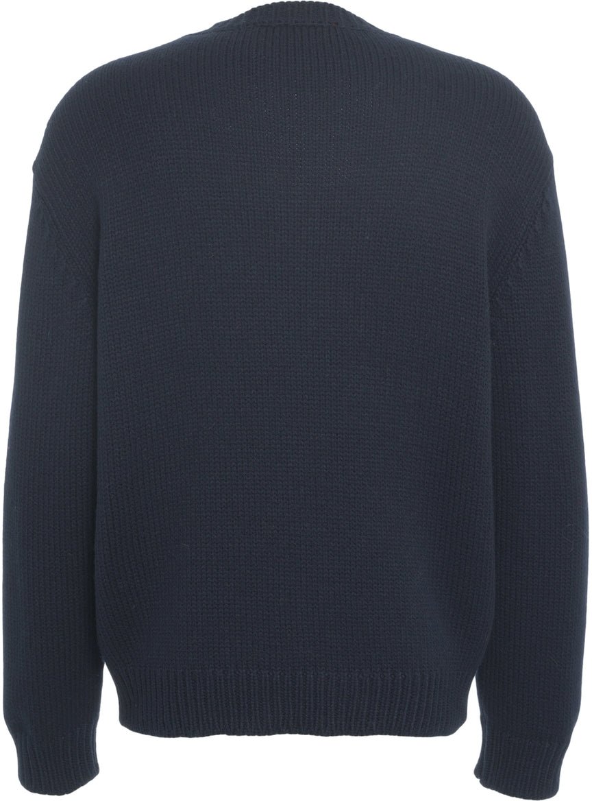 Amaranto Sweater with intarsia logo Blauw