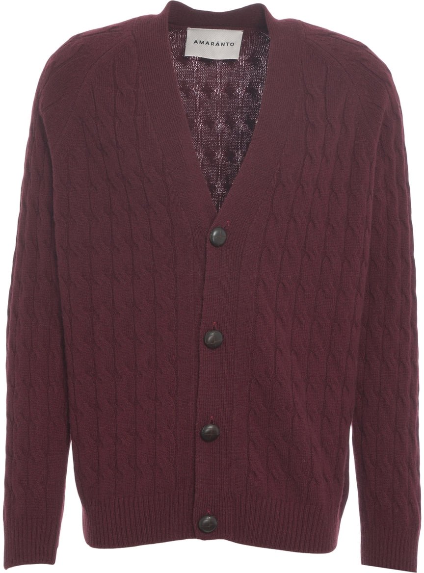 Amaranto Cardigan with cable knit pattern Paars