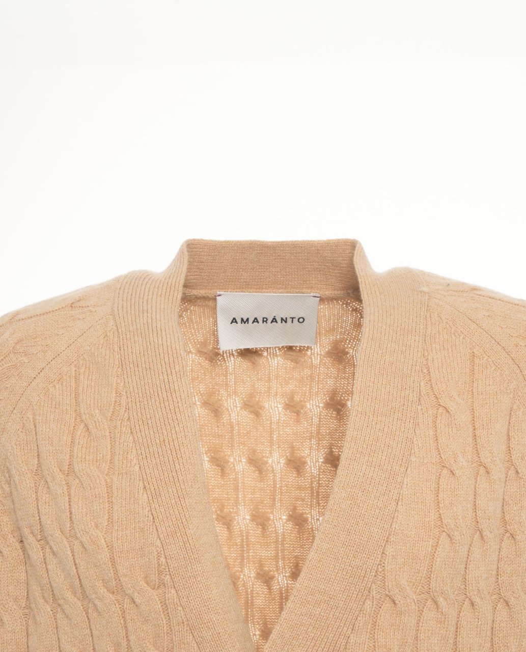Amaranto Cardigan with cable knit pattern Beige