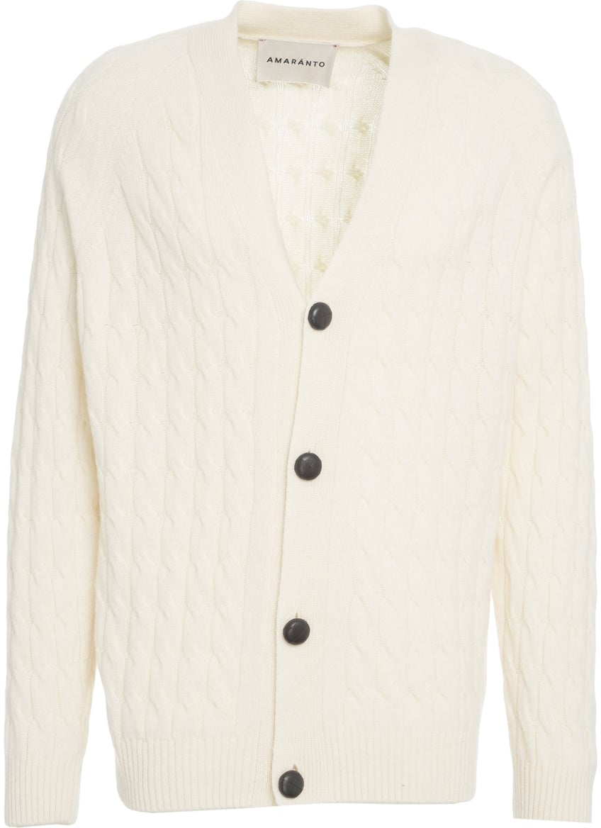 Amaranto Cardigan with cable knit pattern Wit
