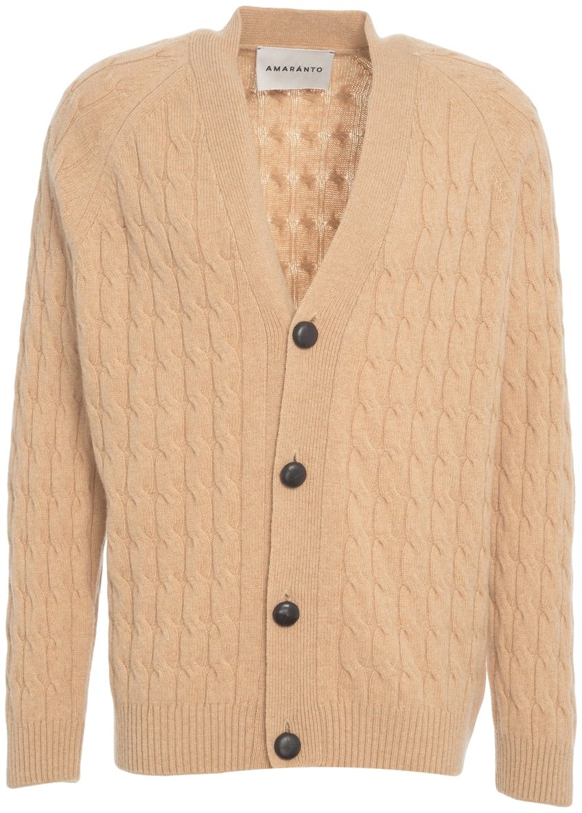Amaranto Cardigan with cable knit pattern Beige
