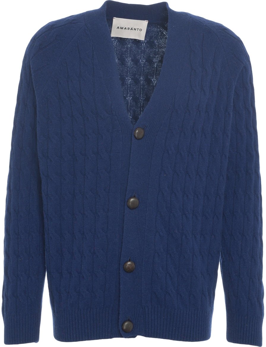 Amaranto Cardigan with cable knit pattern Blauw