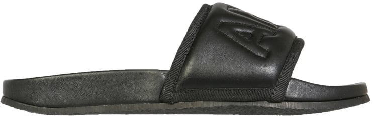 AMBUSH LEATHER SLIDE SANDALS Zwart