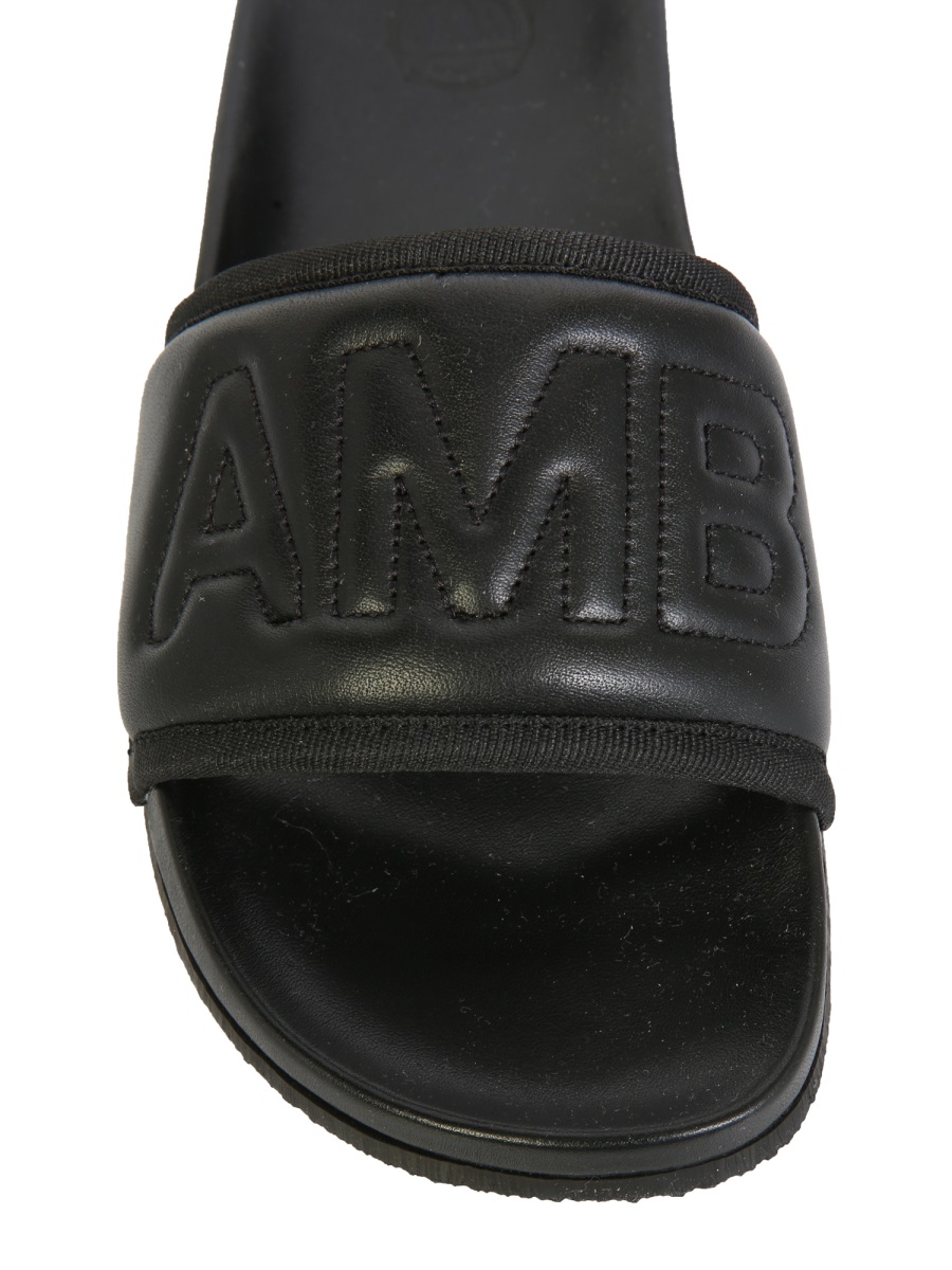 AMBUSH LEATHER SLIDE SANDALS Zwart