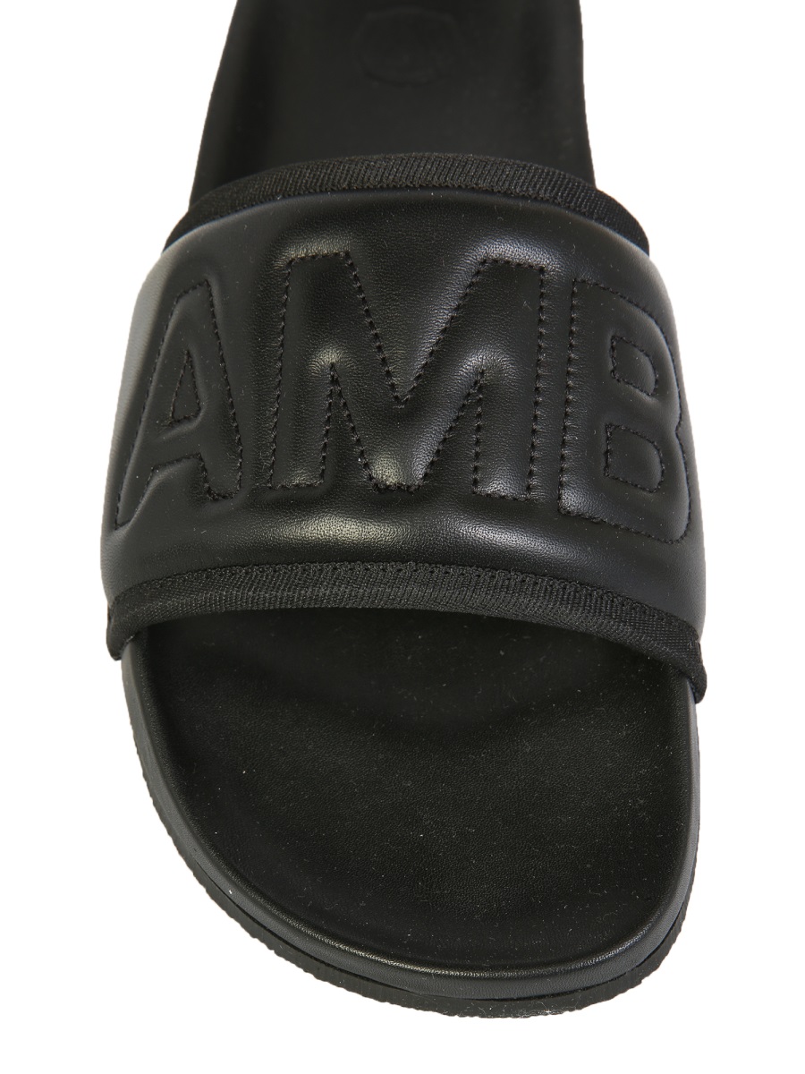 AMBUSH LEATHER SLIDE SANDALS Zwart