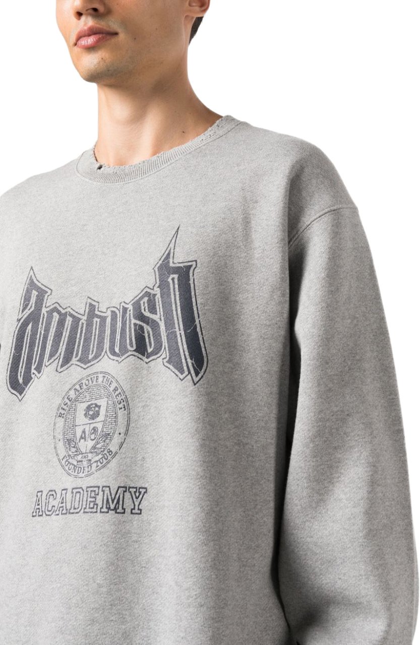 AMBUSH Heather Grey Academy Graphic Cotton Sweatshirt Wit