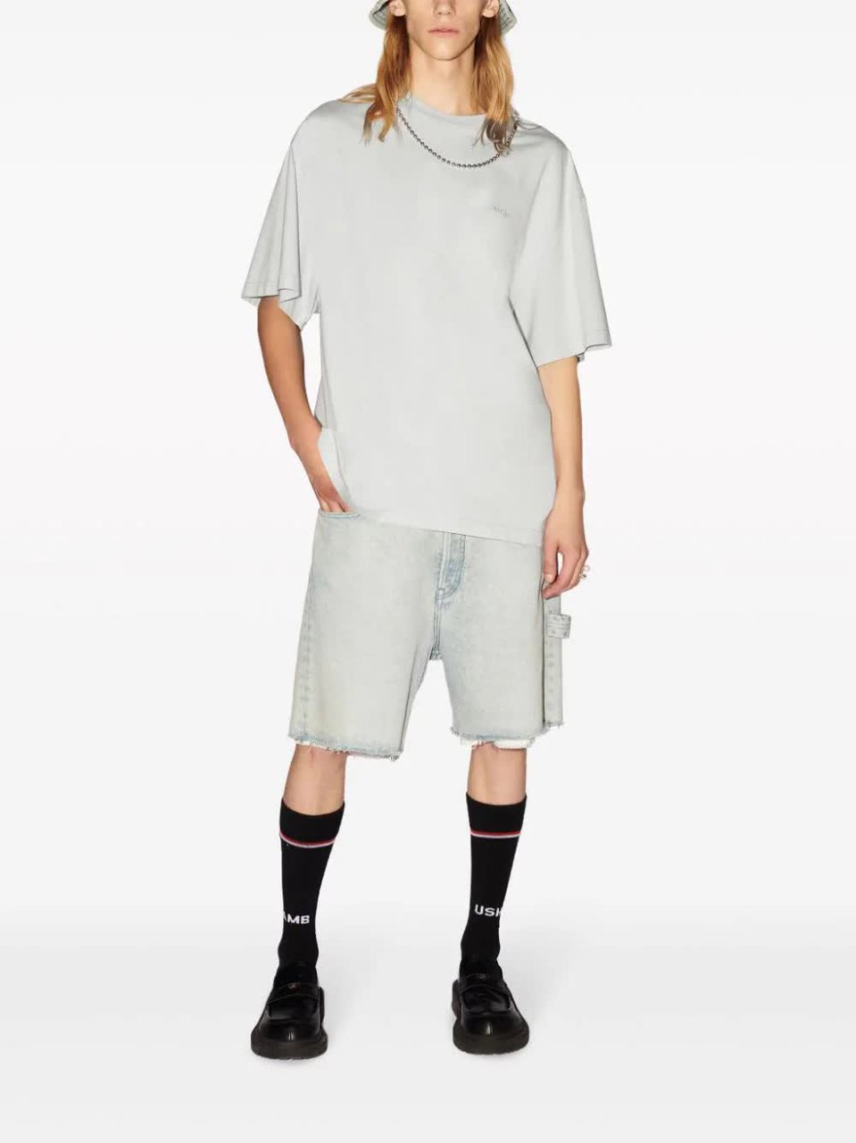 AMBUSH Blue Ballchain Detail Organic Cotton T-Shirt Wit