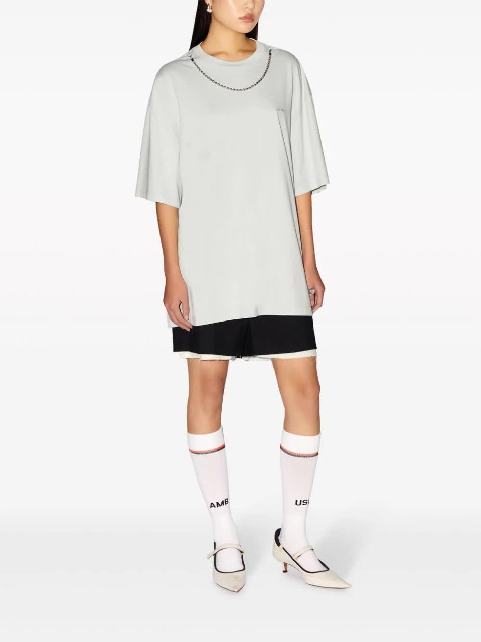 AMBUSH Blue Ballchain Detail Organic Cotton T-Shirt Wit