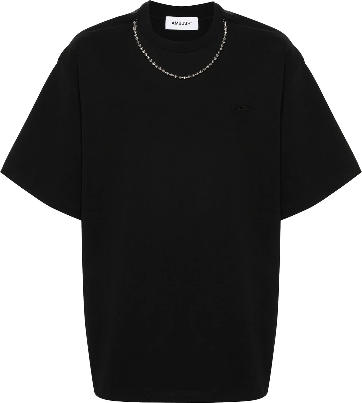 AMBUSH Black Ballchain Detail Organic Cotton T-Shirt Zwart