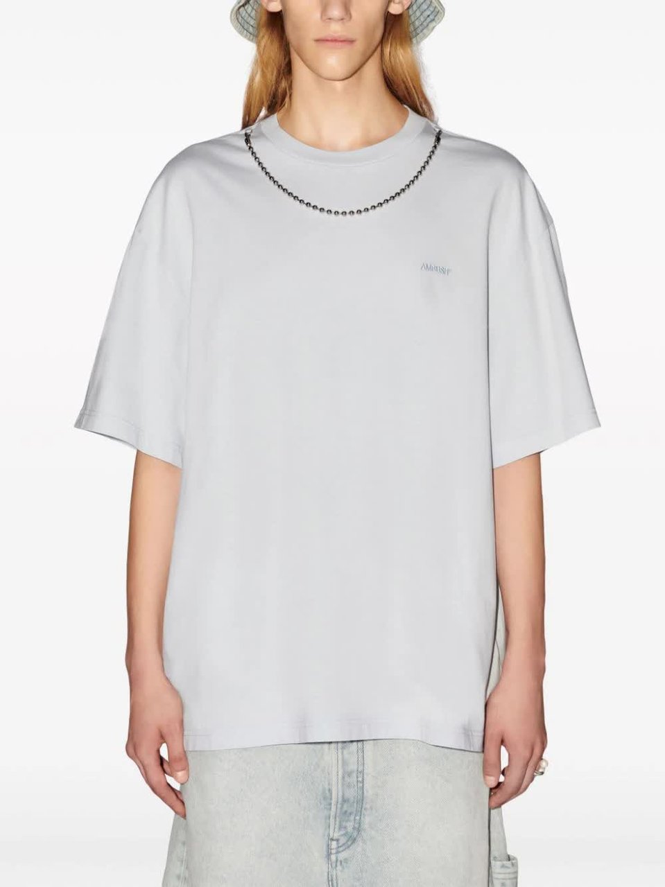 AMBUSH Blue Ballchain Detail Organic Cotton T-Shirt Wit