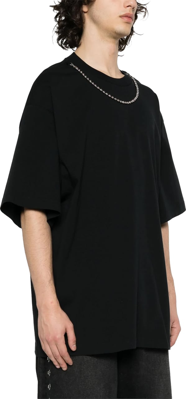 AMBUSH Black Ballchain Detail Organic Cotton T-Shirt Zwart