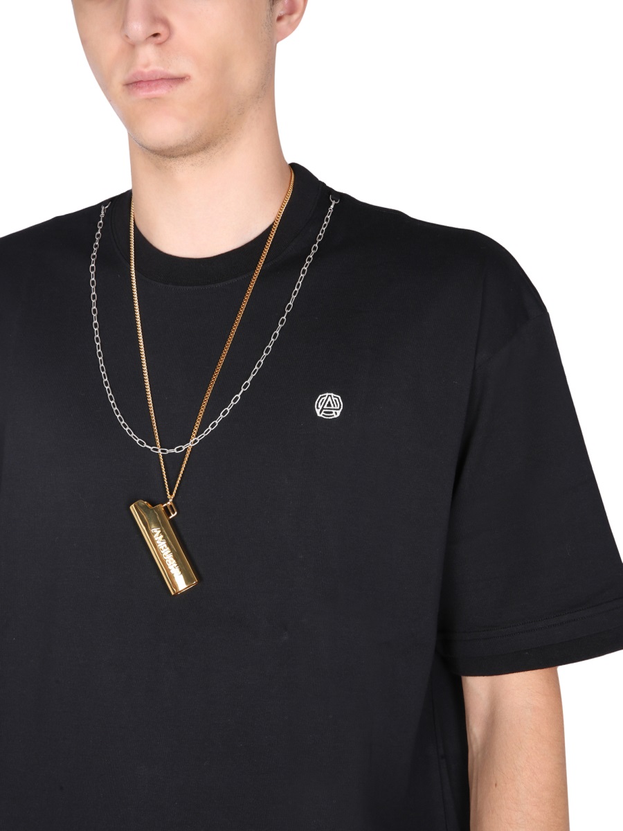 AMBUSH Crew Neck T-Shirt with Iconic Chain Embroidery Zwart