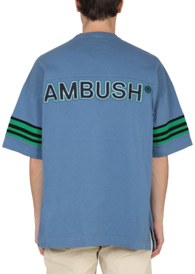 AMBUSH Loose-Fitting T-Shirt With Logo Patch Blauw
