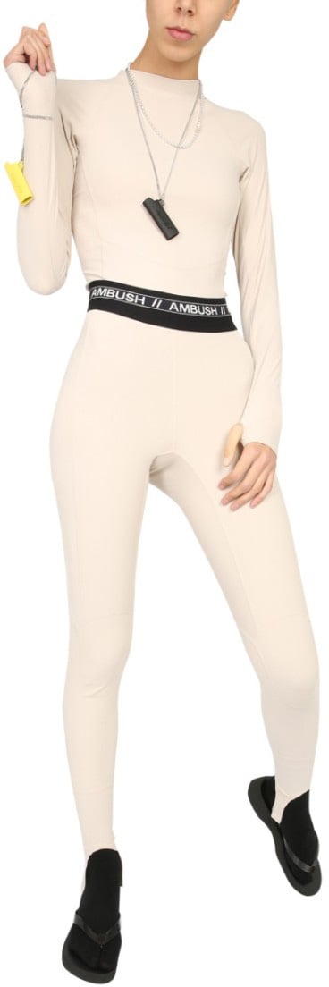 AMBUSH Fitted Long Sleeve Polo Neck Top Neutraal