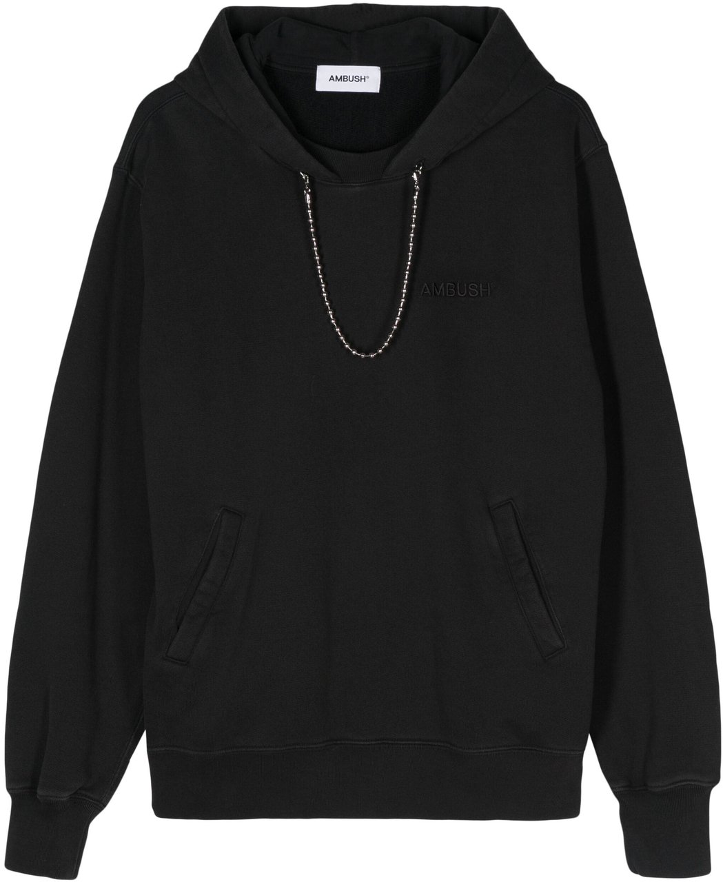 AMBUSH Black Ballchain Detail Cotton Hoodie Zwart
