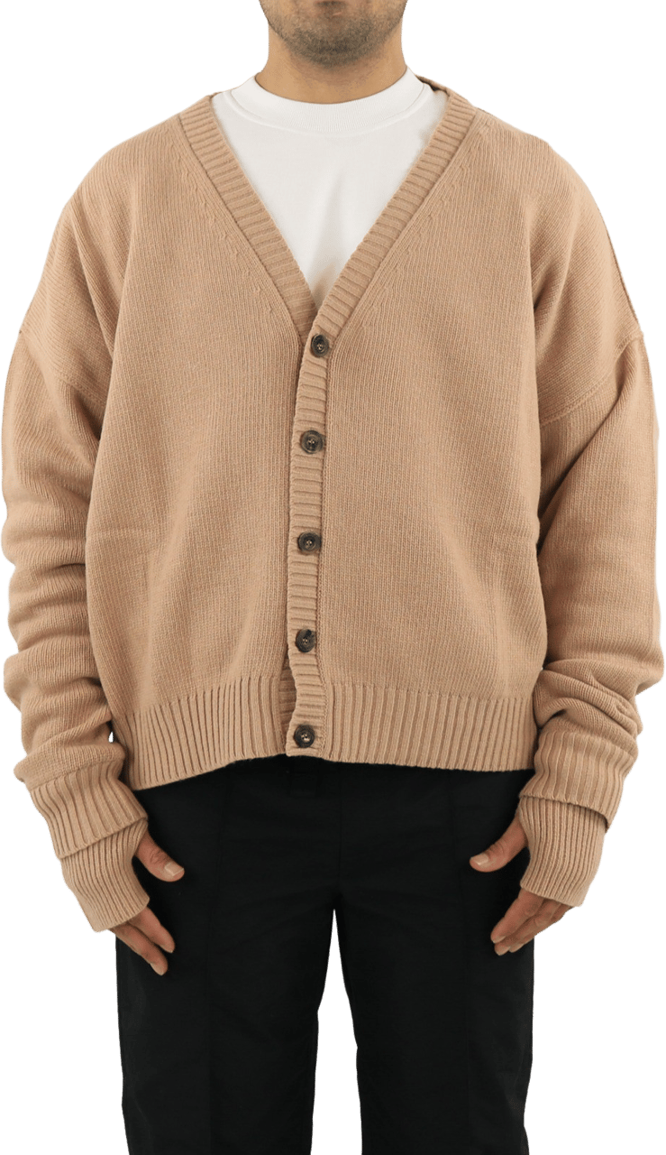 AMBUSH Heren Oversized Logo Cardigan  Natur Beige