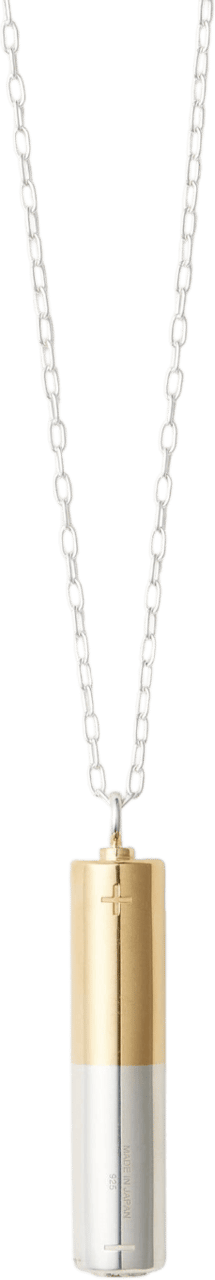 AMBUSH Heren Battery Charm Necklace Silver Metallic