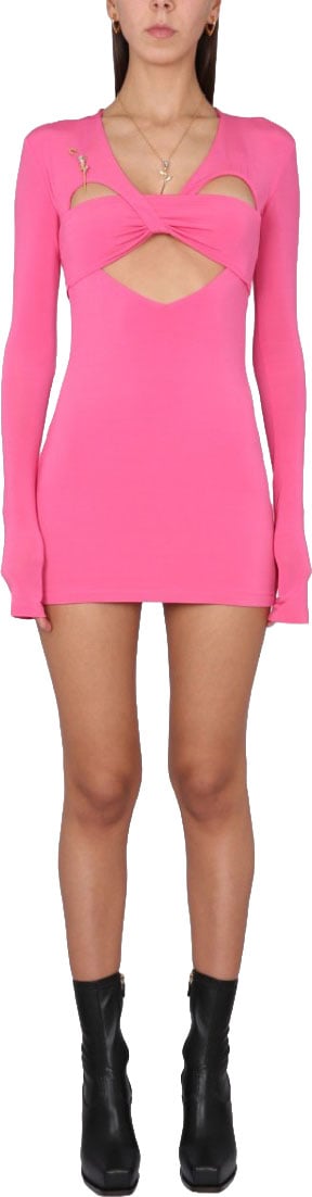AMBUSH Form-Fitting Pink Mini Dress With Cut-Out Roze