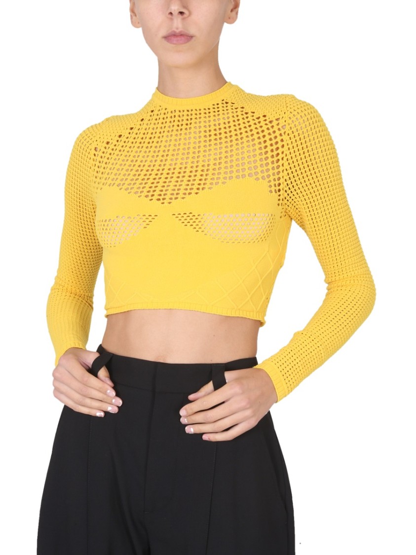 AMBUSH Perforated Crop Shirt With High Neckline Oranje
