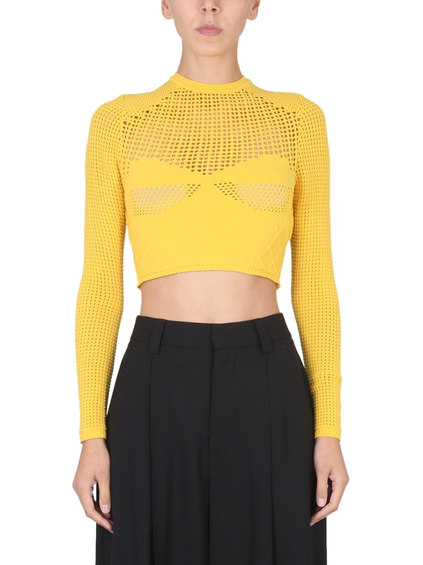 AMBUSH Perforated Crop Shirt With High Neckline Oranje