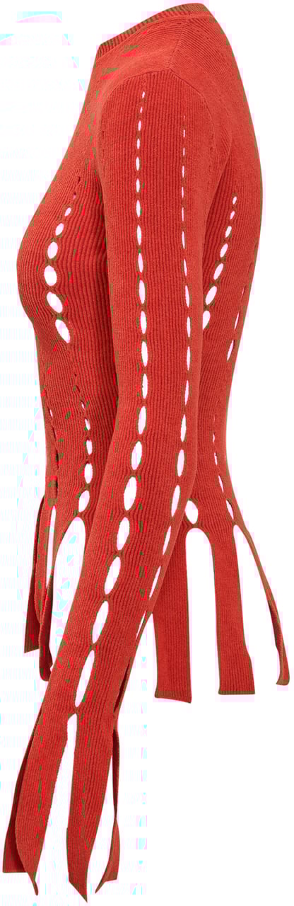 AMBUSH T-shirt in Maglia Cut Out Rood