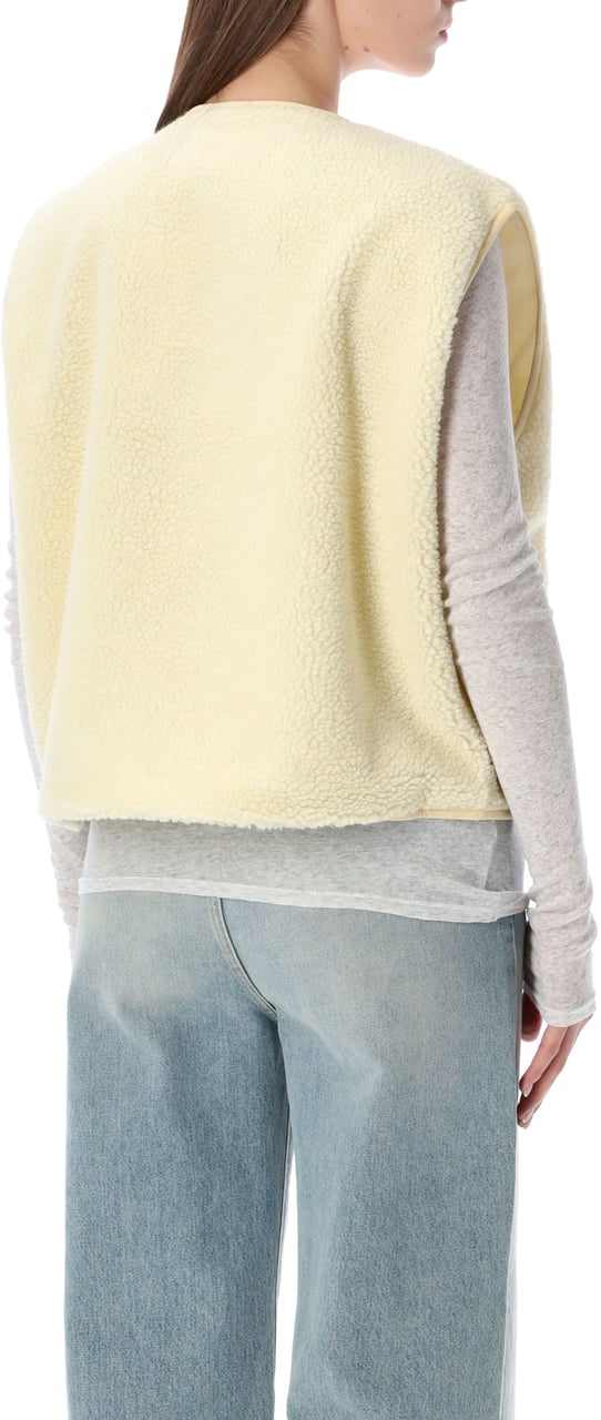 American Vintage Hok Town Pile Gilet Beige Wit