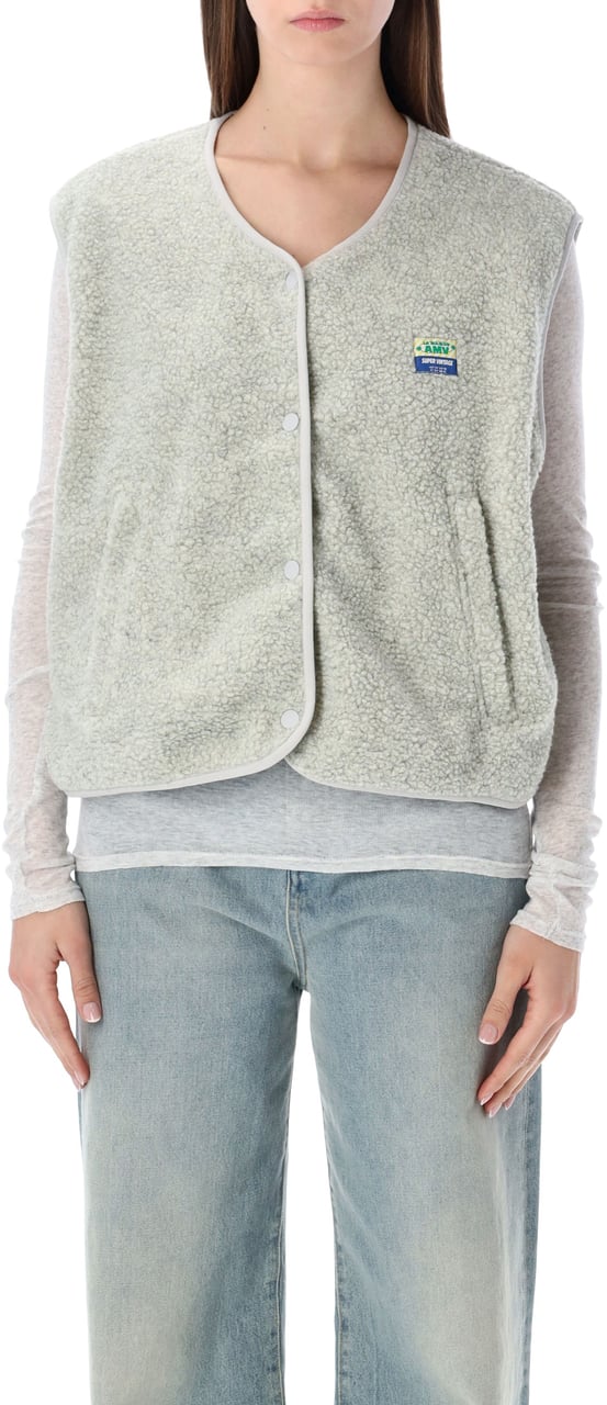 American Vintage Hoktown Gilet Polar Melange Lichtgrijs