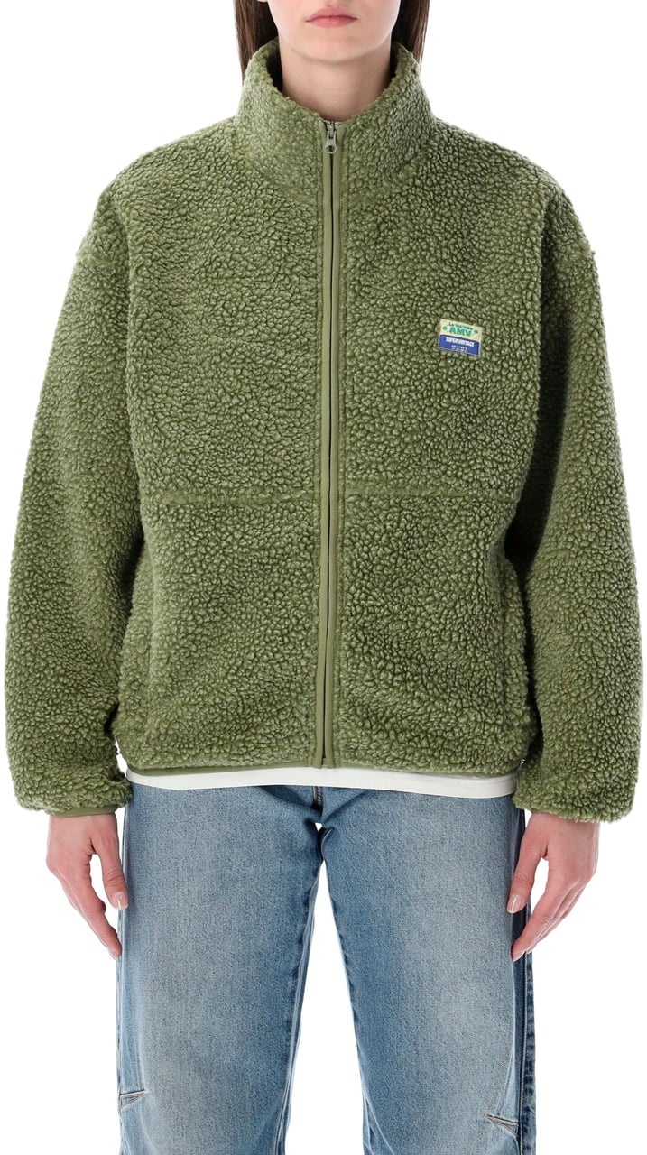 American Vintage Bomber Zip Rive Military Green Donkergroen