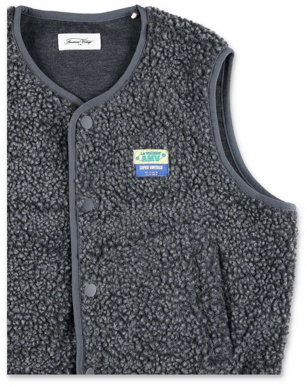 American Vintage Vest Pile Jacket Charcoal Zwart