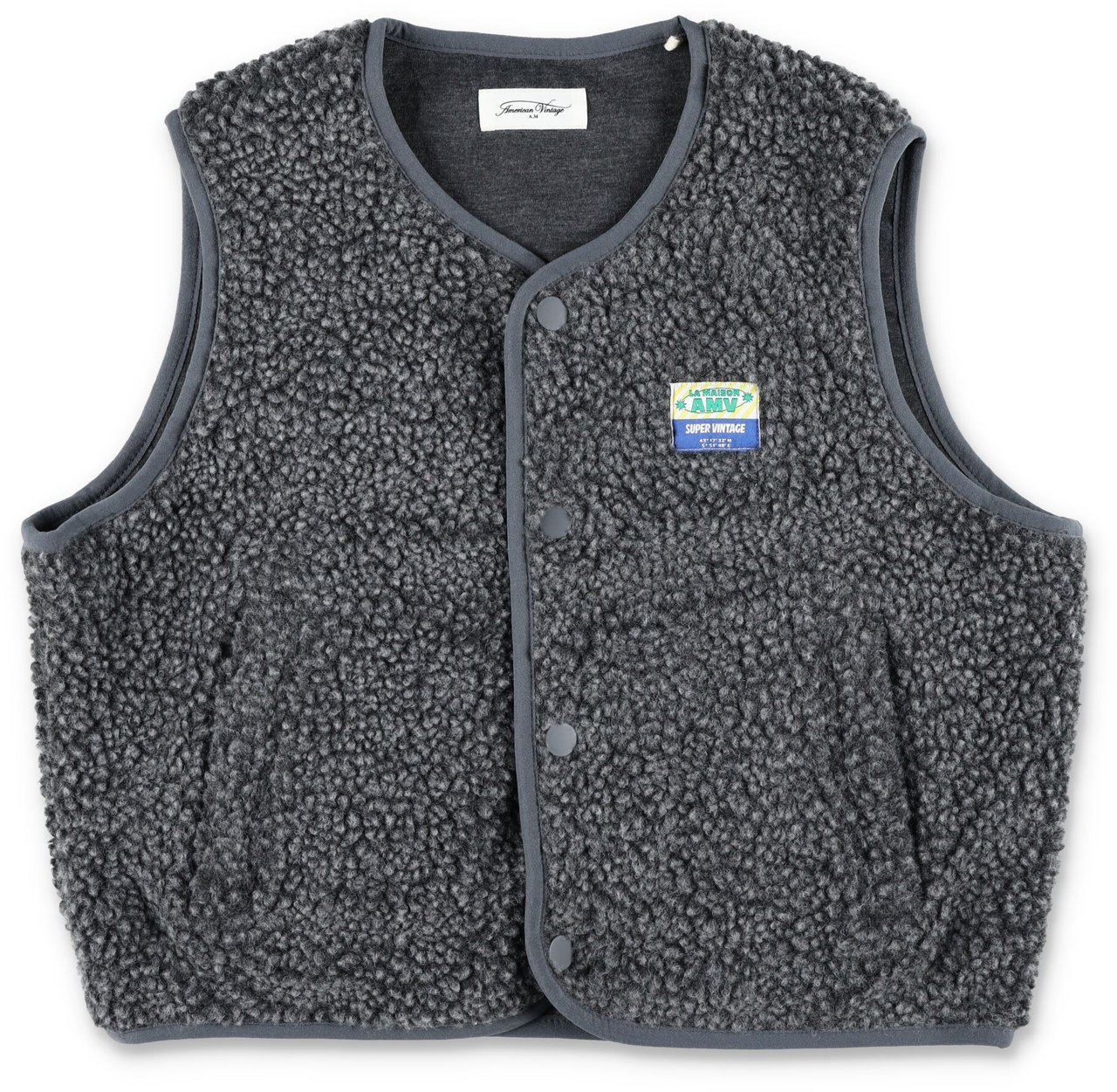 American Vintage Vest Pile Jacket Charcoal Zwart