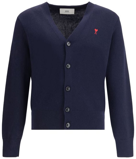 Ami Paris Blue Wool Oves Aries Cardigan Blauw