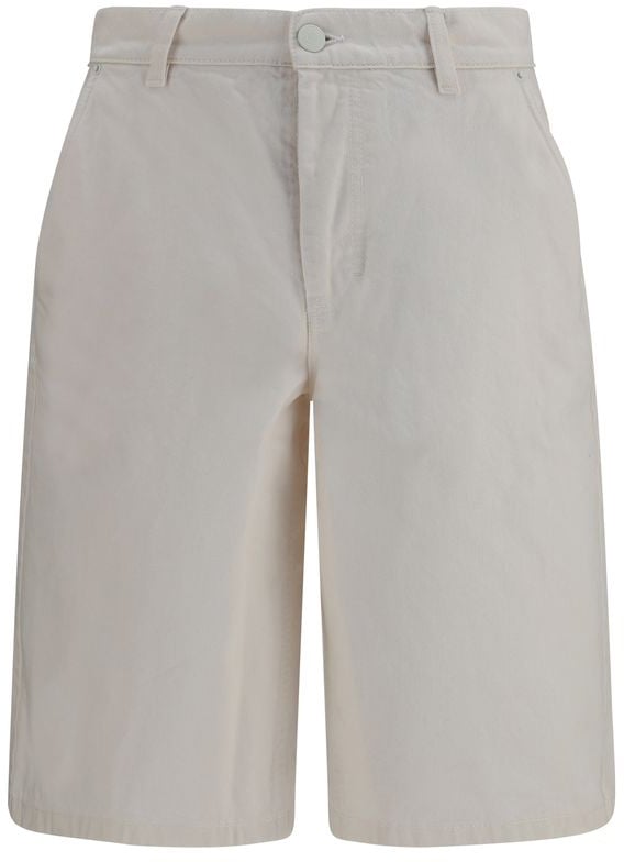 Ami Paris White Cotton Bermuda Shorts Wit