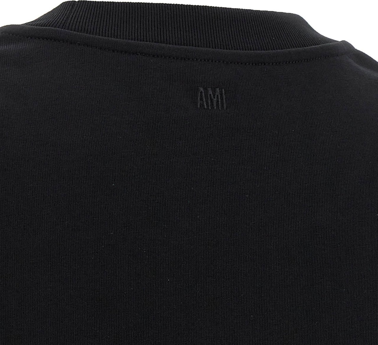 Ami Paris Black Cotton T-Shirt Zwart