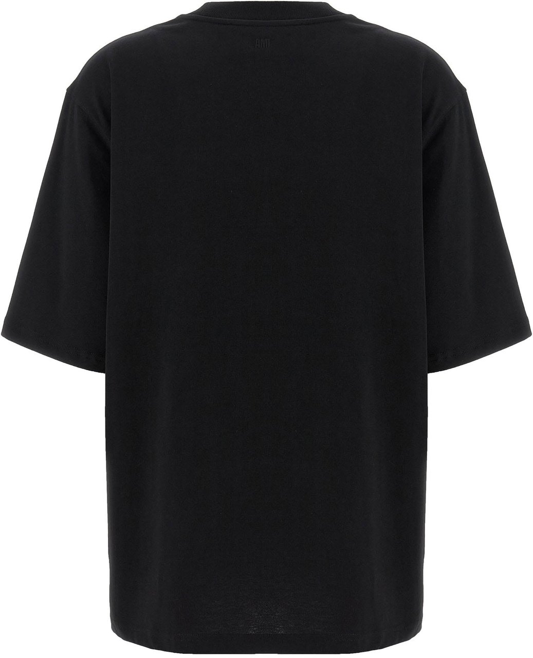 Ami Paris Black Cotton T-Shirt Zwart