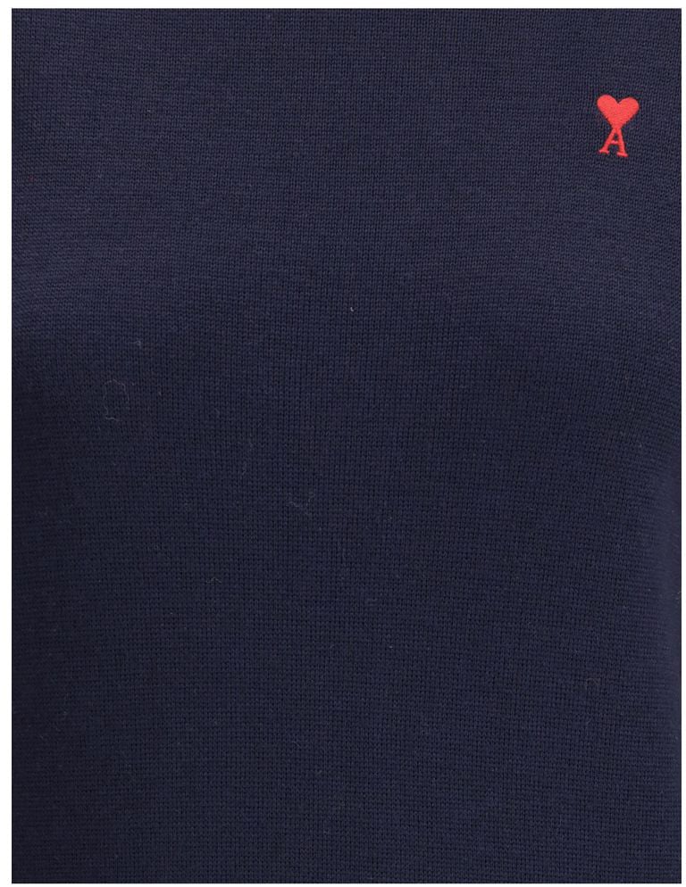 Ami Paris Blue Merino Wool Turtleneck Blauw