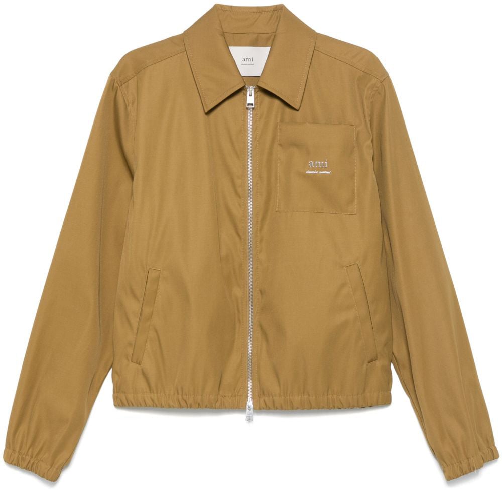 AMI Paris Light Olive Green Zip-up Jacket Bruin