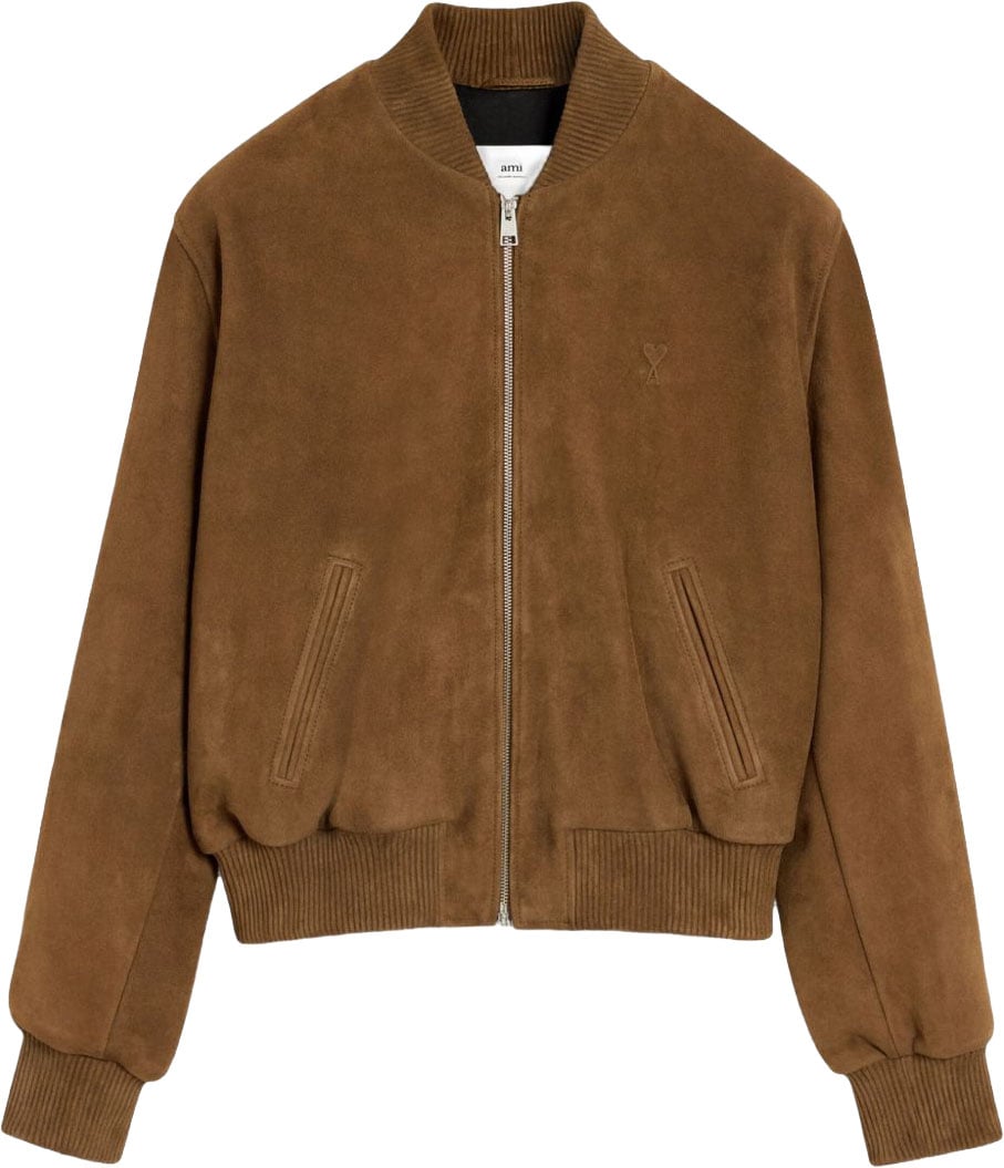 AMI Paris Suede-like Brown Casual Jacket Bruin
