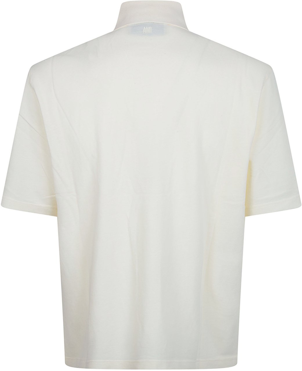 AMI Paris Organic Cotton Piqué Polo with Embroidered Logo Wit