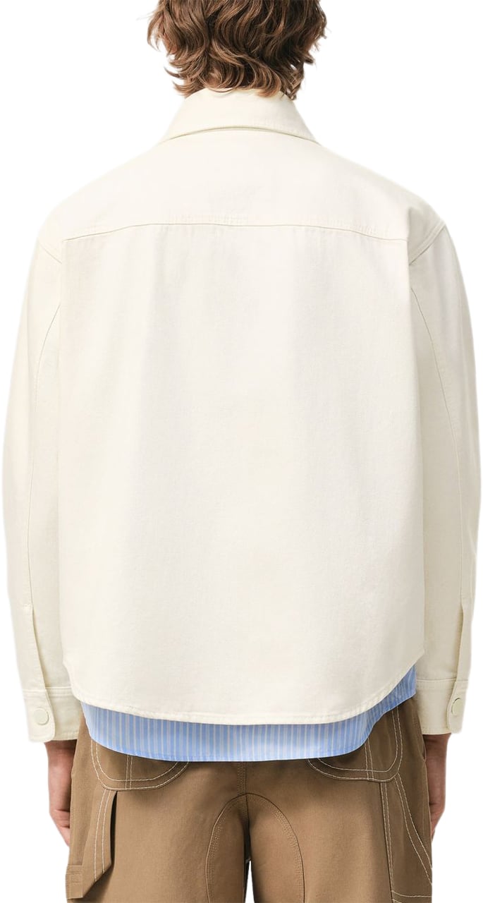 AMI Paris Beige De Coeur Crochet Patch Snap-Button Shirt Neutraal