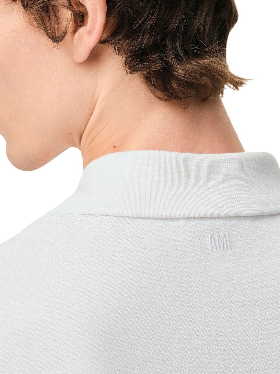 AMI Paris Cotton Piqué Polo Shirt Wit