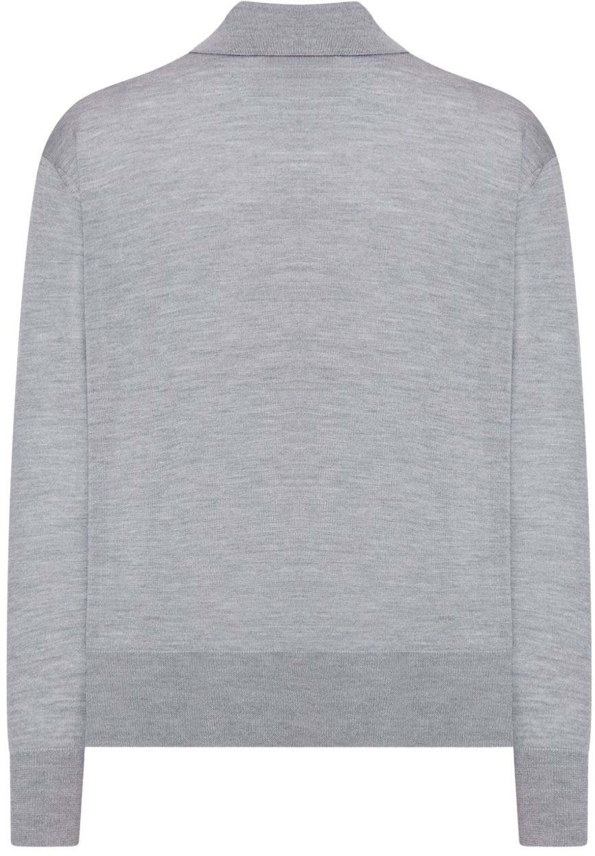 AMI Paris Long-Sleeved Grey Wool Polo Wit