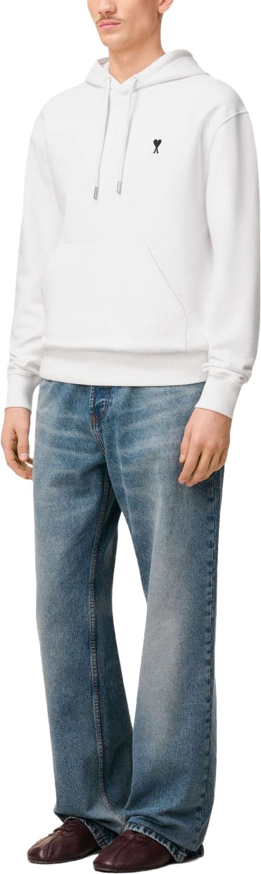 AMI Paris Minimalist White Hoodie Wit